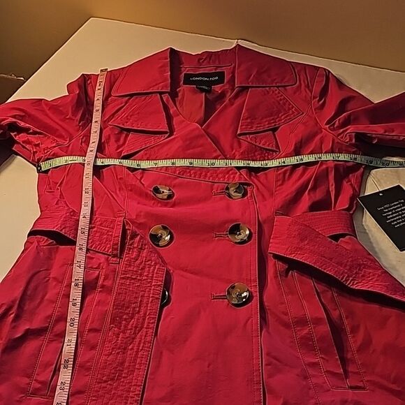London Fog raspberry mid length trench coat size small - Picture 10 of 14